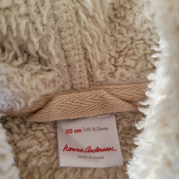 Hanna Andersson Baby 0-3 Months Marshmallow Fleece Jacket Ivory Color Hooded Ear - Picture 4 of 7